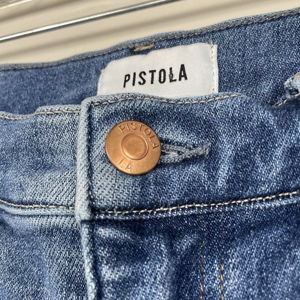 Pistola Lennon High Rise Crop Boot Jean Size 30 Blue Light Distressed Stretch - Picture 13 of 15